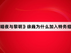 《暗夜与黎明》徐巍为什么加入特务组织