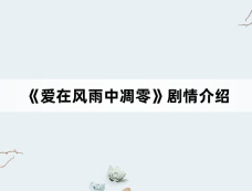 《爱在风雨中凋零》剧情介绍