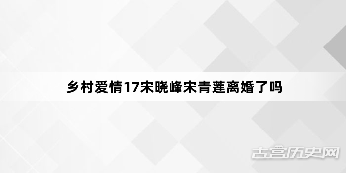 乡村爱情17宋晓峰宋青莲离婚了吗