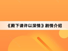 《殿下请许以深情》剧情介绍