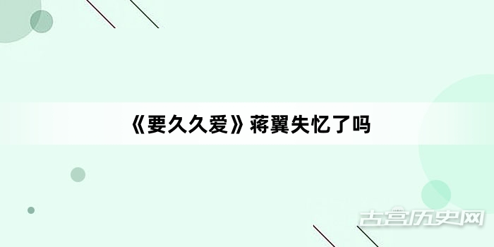 《要久久爱》蒋翼失忆了吗