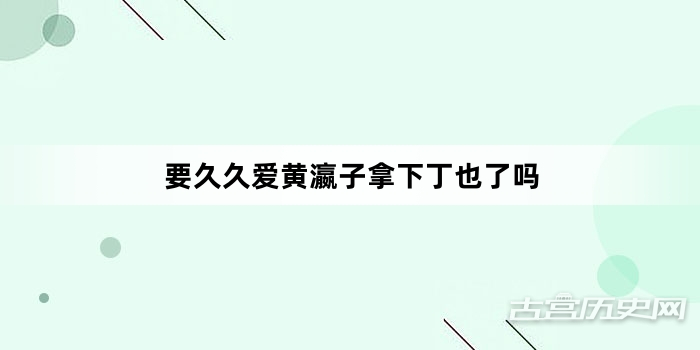 要久久爱黄瀛子拿下丁也了吗