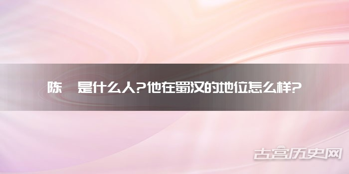 陈祗是什么人?他在蜀汉的地位怎么样?