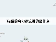 猫猫的奇幻漂流讲的是什么