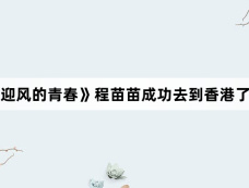 《迎风的青春》程苗苗成功去到香港了吗