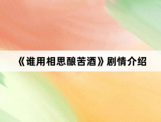 《谁用相思酿苦酒》剧情介绍