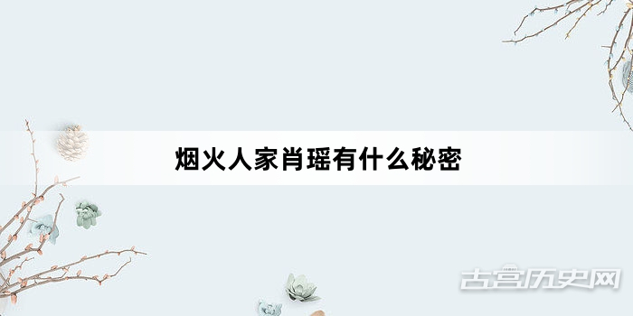 烟火人家肖瑶有什么秘密