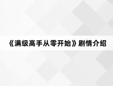 《满级高手从零开始》剧情介绍