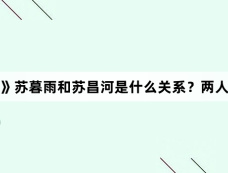 《暗河传》苏暮雨和苏昌河是什么关系?两人谁厉害?
