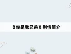 《你是我兄弟》剧情简介