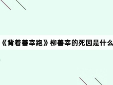 《背着善宰跑》柳善宰的死因是什么