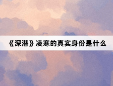 《深潜》凌寒的真实身份是什么