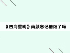 《四海重明》南颜忘记嵇炀了吗
