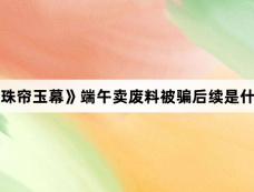《珠帘玉幕》端午卖废料被骗后续是什么