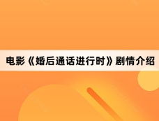 电影《婚后通话进行时》剧情介绍
