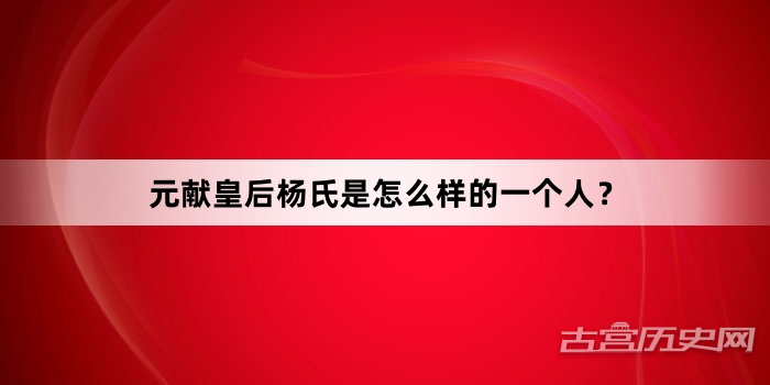 元献皇后杨氏是怎么样的一个人？