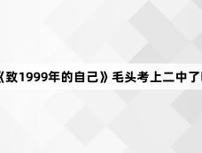 《致1999年的自己》毛头考上二中了吗