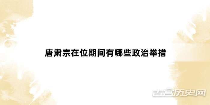唐肃宗在位期间有哪些政治举措