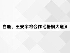 白鹿、王安宇将合作《梧桐大道》