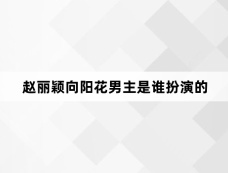 赵丽颖向阳花男主是谁扮演的