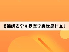 《锦绣安宁》罗宜宁身世是什么？
