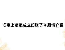 《皇上娘娘成立妇联了》剧情介绍