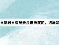 韩剧《暴君》崔局长是谁扮演的，结局是什么