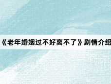 《老年婚姻过不好离不了》剧情介绍