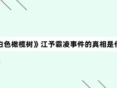 《白色橄榄树》江予霸凌事件的真相是什么