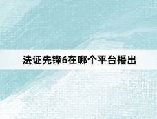 法证先锋6在哪个平台播出