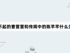 了不起的曹萱萱和传闻中的陈芊芊什么关系