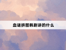 血谜拼图韩剧讲的什么