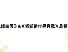 《长姐如母》&《斩断错付寻真意》剧情介绍