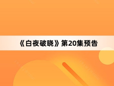 《白夜破晓》第20集预告