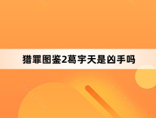 猎罪图鉴2葛宇天是凶手吗