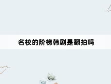 名校的阶梯韩剧是翻拍吗