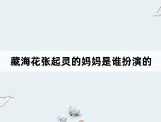 藏海花张起灵的妈妈是谁扮演的