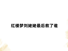 红楼梦刘姥姥最后救了谁