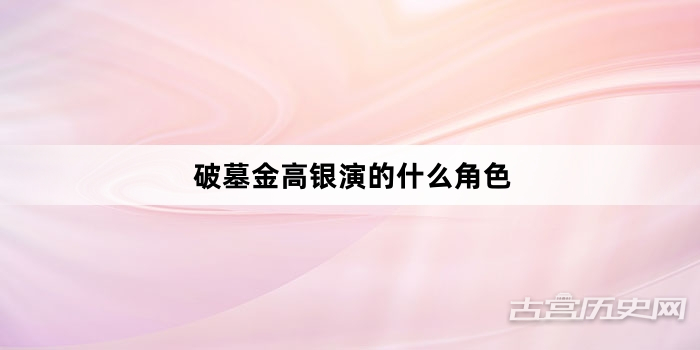 破墓金高银演的什么角色