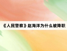 《人民警察》赵海洋为什么被降职
