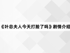 《叶总夫人今天打脸了吗》剧情介绍