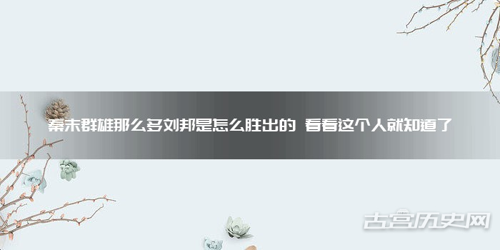 秦末群雄那么多刘邦是怎么胜出的 看看这个人就知道了