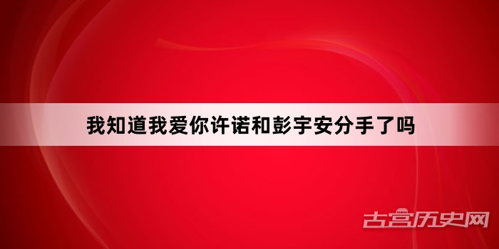 我知道我爱你许诺和彭宇安分手了吗