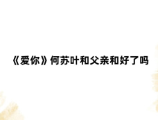 《爱你》何苏叶和父亲和好了吗