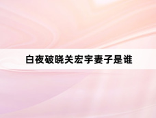 白夜破晓关宏宇妻子是谁
