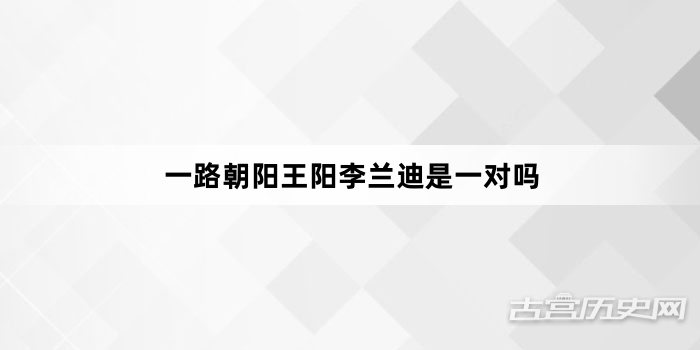一路朝阳王阳李兰迪是一对吗