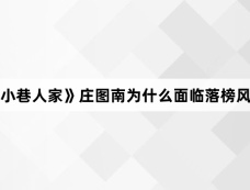 《小巷人家》庄图南为什么面临落榜风险
