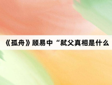 《孤舟》顾易中“弑父真相是什么