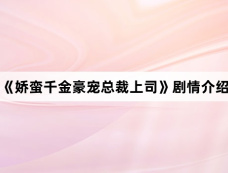 《娇蛮千金豪宠总裁上司》剧情介绍