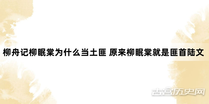 柳舟记柳眠棠为什么当土匪 原来柳眠棠就是匪首陆文